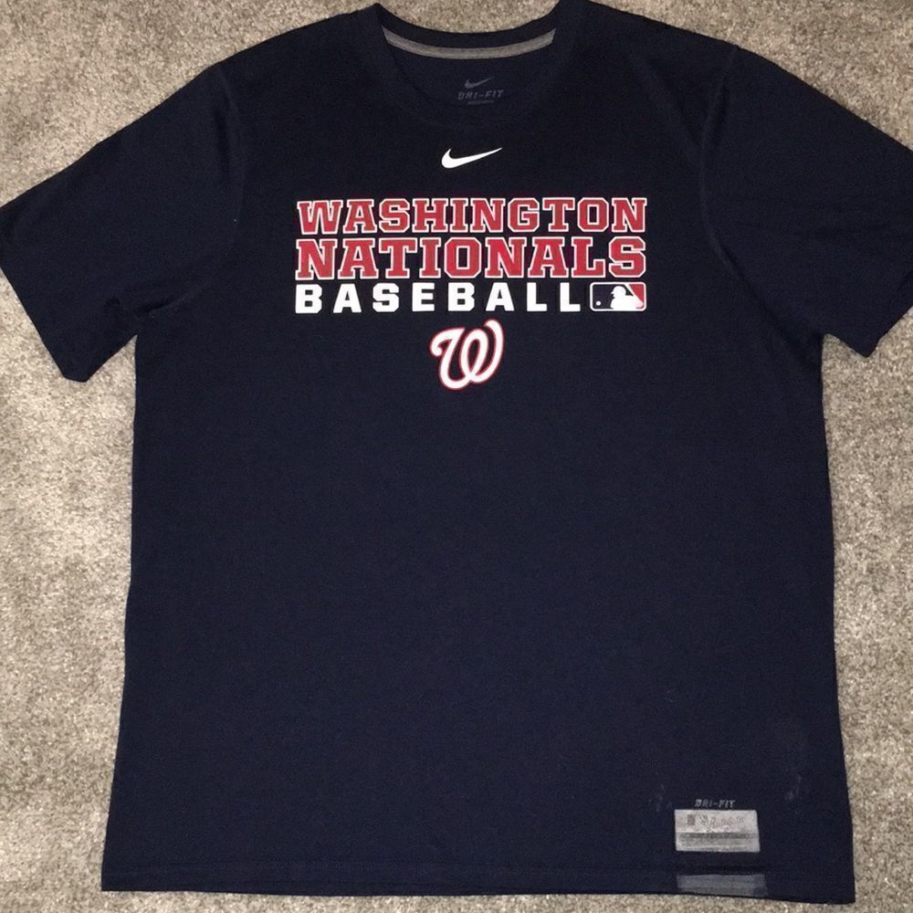 Nike Authentic Worn MLB Washington Nationals Stretch Poly baseball team shirt
